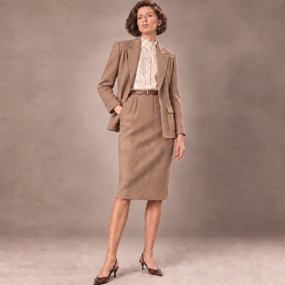 Simplicity 9163 70s Revival Soft Suit Chore Jacket Skirt Blouse 10 Dark Academia